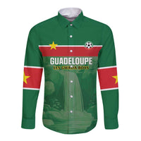 Custom Football Guadeloupe Green Long Sleeve Button Shirt Les Gwada Boy Go Champions