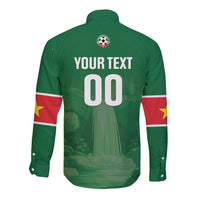 Custom Football Guadeloupe Green Long Sleeve Button Shirt Les Gwada Boy Go Champions
