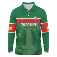 Custom Football Guadeloupe Green Long Sleeve Polo Shirt Les Gwada Boy Go Champions