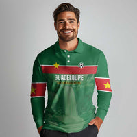 Custom Football Guadeloupe Green Long Sleeve Polo Shirt Les Gwada Boy Go Champions