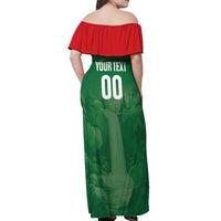 Custom Football Guadeloupe Green Off Shoulder Maxi Dress Les Gwada Boy Go Champions