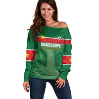 Custom Football Guadeloupe Green Off Shoulder Sweater Les Gwada Boy Go Champions