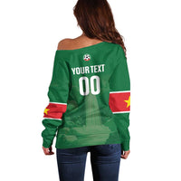 Custom Football Guadeloupe Green Off Shoulder Sweater Les Gwada Boy Go Champions