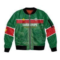 Custom Football Guadeloupe Green Sleeve Zip Bomber Jacket Les Gwada Boy Go Champions