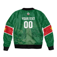 Custom Football Guadeloupe Green Sleeve Zip Bomber Jacket Les Gwada Boy Go Champions