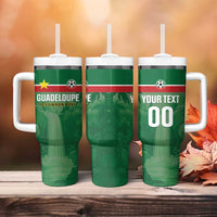Custom Football Guadeloupe Green Tumbler With Handle Les Gwada Boy Go Champions