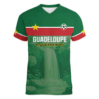 Custom Football Guadeloupe Green Women V-Neck T-Shirt Les Gwada Boy Go Champions