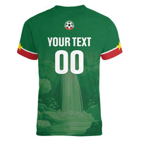 Custom Football Guadeloupe Green Women V-Neck T-Shirt Les Gwada Boy Go Champions