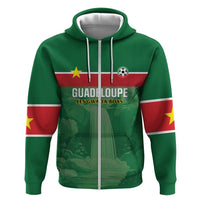 Custom Football Guadeloupe Green Zip Hoodie Les Gwada Boy Go Champions