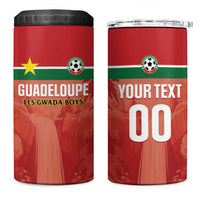 Custom Football Guadeloupe Red 4 in 1 Can Cooler Tumbler Les Gwada Boy Go Champions