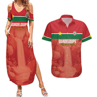 Custom Football Guadeloupe Red Couples Matching Summer Maxi Dress and Hawaiian Shirt Les Gwada Boy Go Champions