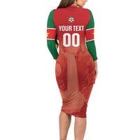 Custom Football Guadeloupe Red Family Matching Long Sleeve Bodycon Dress and Hawaiian Shirt Les Gwada Boy Go Champions