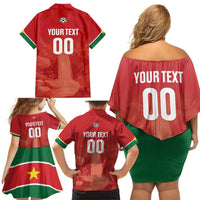 Custom Football Guadeloupe Red Family Matching Off Shoulder Short Dress and Hawaiian Shirt Les Gwada Boy Go Champions