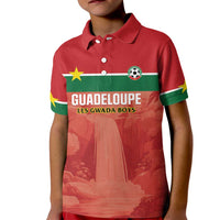 Custom Football Guadeloupe Red Kid Polo Shirt Les Gwada Boy Go Champions