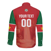 Custom Football Guadeloupe Red Long Sleeve Button Shirt Les Gwada Boy Go Champions