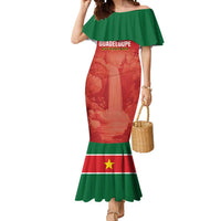 Custom Football Guadeloupe Red Mermaid Dress Les Gwada Boy Go Champions