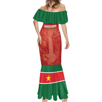 Custom Football Guadeloupe Red Mermaid Dress Les Gwada Boy Go Champions