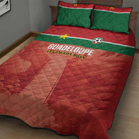 Football Guadeloupe Red Quilt Bed Set Les Gwada Boy Go Champions