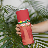 Custom Football Guadeloupe Red Skinny Tumbler Les Gwada Boy Go Champions