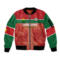 Custom Football Guadeloupe Red Sleeve Zip Bomber Jacket Les Gwada Boy Go Champions