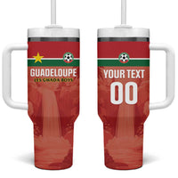 Custom Football Guadeloupe Red Tumbler With Handle Les Gwada Boy Go Champions
