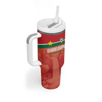 Custom Football Guadeloupe Red Tumbler With Handle Les Gwada Boy Go Champions