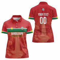 Custom Football Guadeloupe Red Women Polo Shirt Les Gwada Boy Go Champions