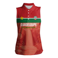 Custom Football Guadeloupe Red Women Sleeveless Polo Shirt Les Gwada Boy Go Champions