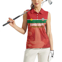 Custom Football Guadeloupe Red Women Sleeveless Polo Shirt Les Gwada Boy Go Champions