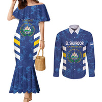 Custom El Salvador Football Couples Matching Mermaid Dress and Long Sleeve Button Shirt La Selecta Go Champions