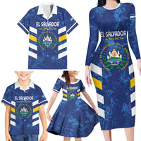 Custom El Salvador Football Family Matching Long Sleeve Bodycon Dress and Hawaiian Shirt La Selecta Go Champions