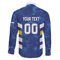 Custom El Salvador Football Family Matching Off The Shoulder Long Sleeve Dress and Hawaiian Shirt La Selecta Go Champions