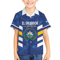 Custom El Salvador Football Family Matching Off The Shoulder Long Sleeve Dress and Hawaiian Shirt La Selecta Go Champions