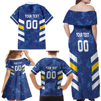 Custom El Salvador Football Family Matching Off Shoulder Maxi Dress and Hawaiian Shirt La Selecta Go Champions