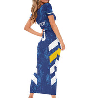 Custom El Salvador Football Family Matching Short Sleeve Bodycon Dress and Hawaiian Shirt La Selecta Go Champions