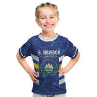 Custom El Salvador Football Kid T Shirt La Selecta Go Champions