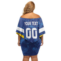 Custom El Salvador Football Off Shoulder Short Dress La Selecta Go Champions