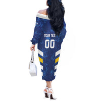 Custom El Salvador Football Off The Shoulder Long Sleeve Dress La Selecta Go Champions