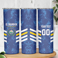 Custom El Salvador Football Skinny Tumbler La Selecta Go Champions