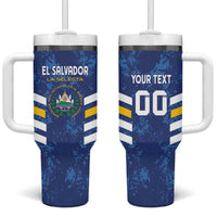 Custom El Salvador Football Tumbler With Handle La Selecta Go Champions