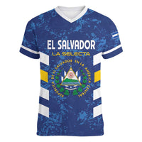 Custom El Salvador Football Women V-Neck T-Shirt La Selecta Go Champions