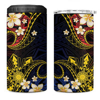 Philippines Spirit Tribal Sun Plumeria 4 in 1 Can Cooler Tumbler Red And Blue Polynesian Pattern