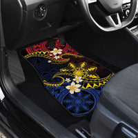 Philippines Spirit Tribal Sun Plumeria Car Mats Red And Blue Polynesian Pattern