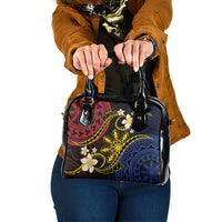 Philippines Spirit Tribal Sun Plumeria Shoulder Handbag Red And Blue Polynesian Pattern