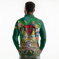Personalized Guyana 60th Independence Day Long Sleeve Polo Shirt Diamond Jubilee