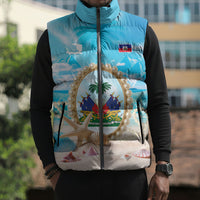 Personalized Haiti The Pearl Of Antilles Sleeveless Puffer Jacket Summer Aesthetic Vibe