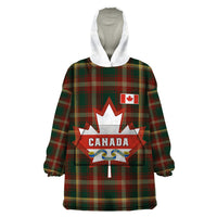 Canada Wearable Blanket Hoodie Canadian Coat Of Arms Mix Maple Leaf Tartan - Wonder Print Shop