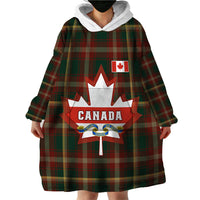 Canada Wearable Blanket Hoodie Canadian Coat Of Arms Mix Maple Leaf Tartan - Wonder Print Shop