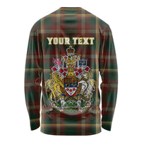 Custom Canada Long Sleeve Shirt Canadian Coat Of Arms Mix Maple Leaf Tartan LT01