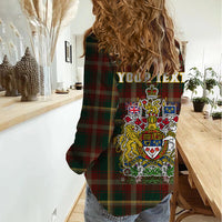 Custom Canada Women Casual Shirt Canadian Coat Of Arms Mix Maple Leaf Tartan - Wonder Print Shop